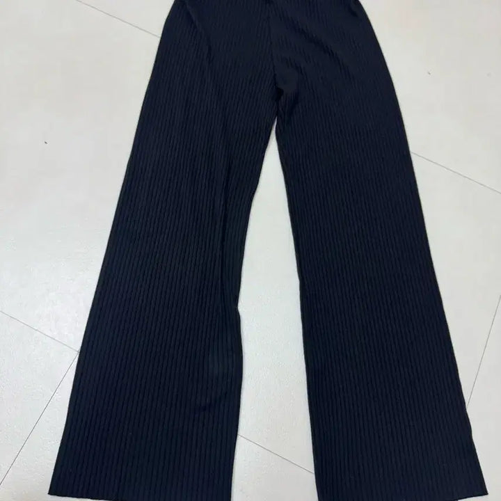 [BUNJANG] Zara Black Ribbed Knit Wide Leg Pants / 자라 블랙 골지 니트 와이드 팬츠