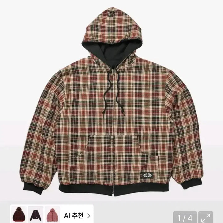 [BUNJANG] Lertr Reversible Checkered Red Hoodie Zip-Up / [L]ertr 이알티알 리버시블 체크 레드 후드 집업