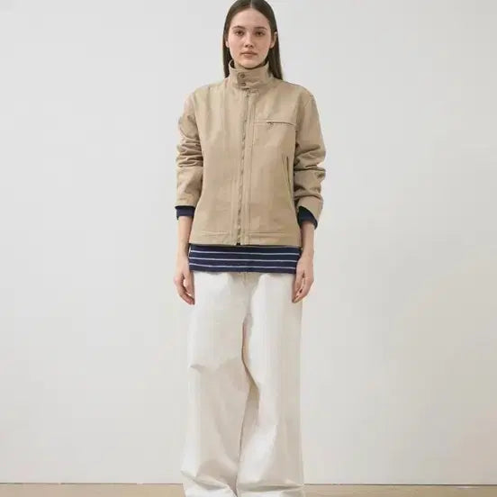 [BUNJANG] Tarriss Cotton Harrington Jacket Beige / 태리스 코튼 Harrington 자켓 베이지