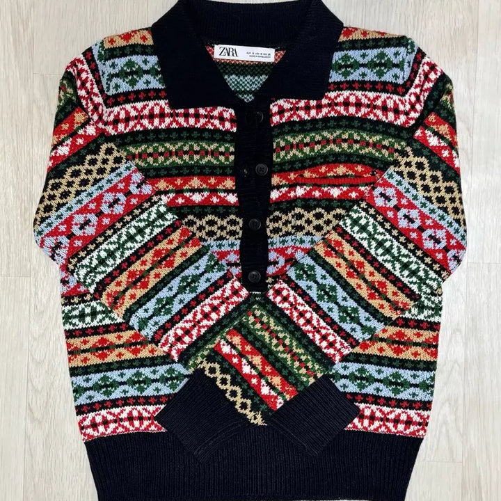 [BUNJANG] Zara Jacquard Polo Knit Sweater / 자라 자카드 폴로셔츠 니트 스웨터 zara