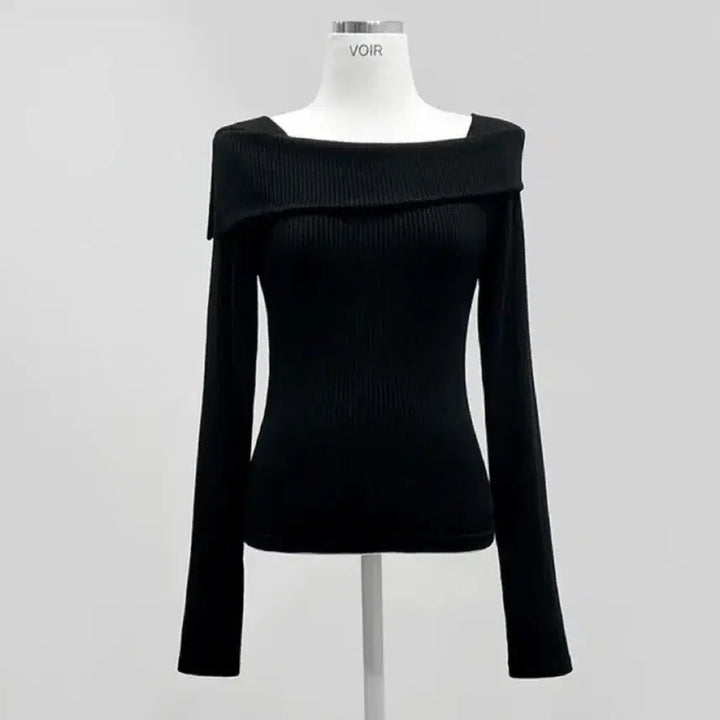 [BUNJANG] VOIR Off-Shoulder Long Sleeve Knit Top / VOIR 브아 끈노출오프숄더도 편하게 언발 골지 오프숄더 긴팔