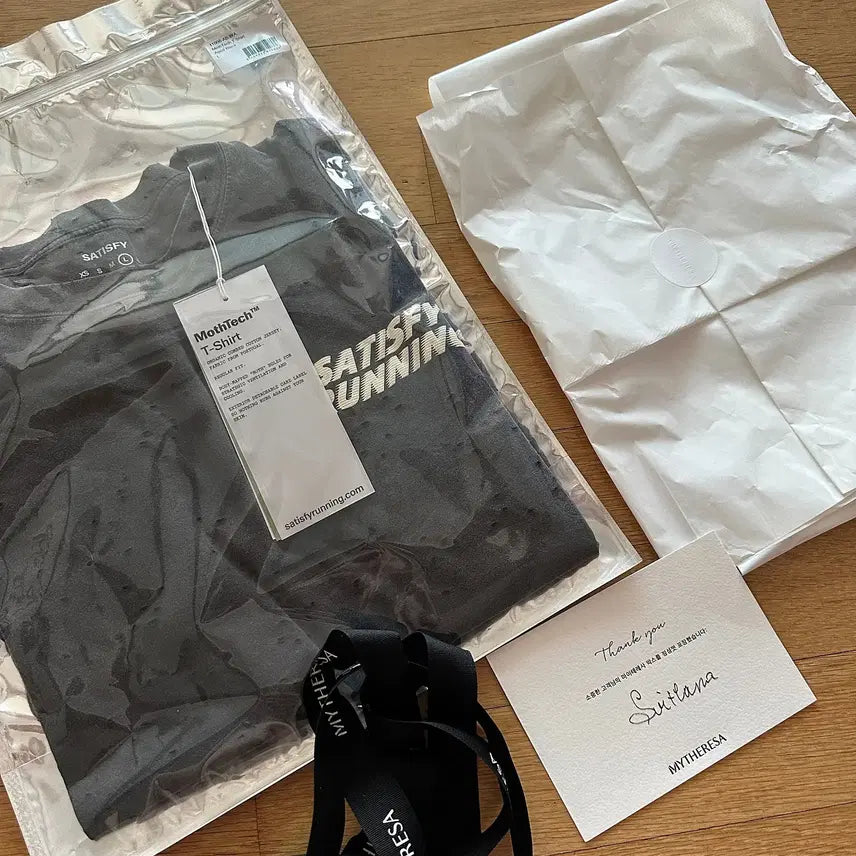 [BUNJANG] Satisfy MosTech T-Shirt Aged Black L / [L] 새티스파이 Satisfy 모스테크 티셔츠 에이즈드 블랙