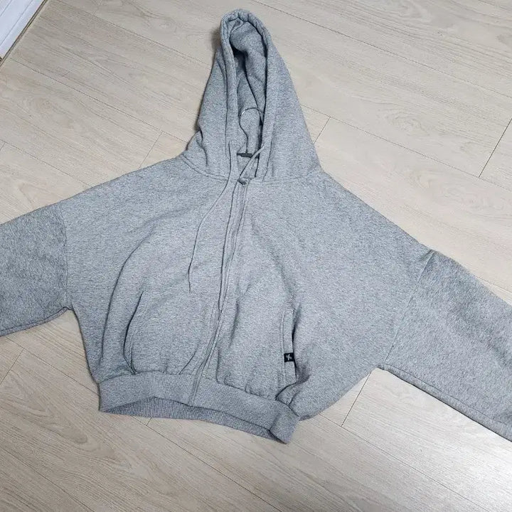 [BUNJANG] Xexymix Gray Crop Fleece Hoodie Zip-up / 회색 크롭 기모 후드집업