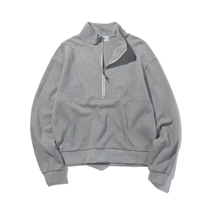 [SOLD OUT] [L] 사운즈라이프 하프 집 풀오버 맨투맨 멜란지그레이