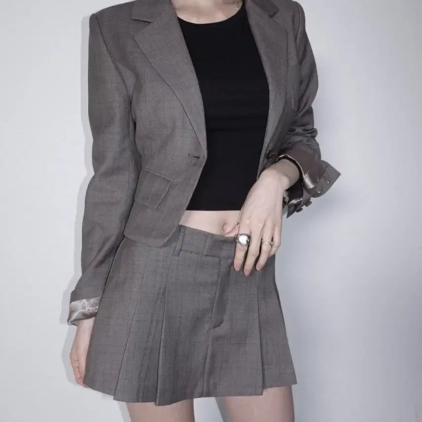 [BUNJANG] Pale Jade Demure Crop Set-Up Skirt - Brown / (새상품) 페일제이드 데뮤어 드뮤어 크롭 셋업 스커트 브라운