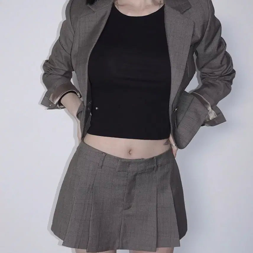 [BUNJANG] Pale Jade Demure Crop Set-Up Skirt - Brown / (새상품) 페일제이드 데뮤어 드뮤어 크롭 셋업 스커트 브라운