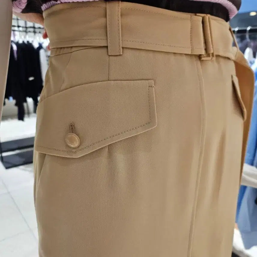 [BUNJANG] CC Collect Beige Belted Midi Skirt / 씨씨콜렉트 베이지 벨트 미디 스커트 판매(s사이즈, 새상품)