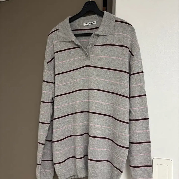 [BUNJANG] Eve Sage Collar Stripe Knit / 이브세이지 카라 니트
