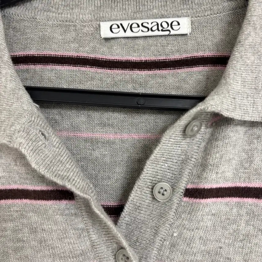 [BUNJANG] Eve Sage Collar Stripe Knit / 이브세이지 카라 니트