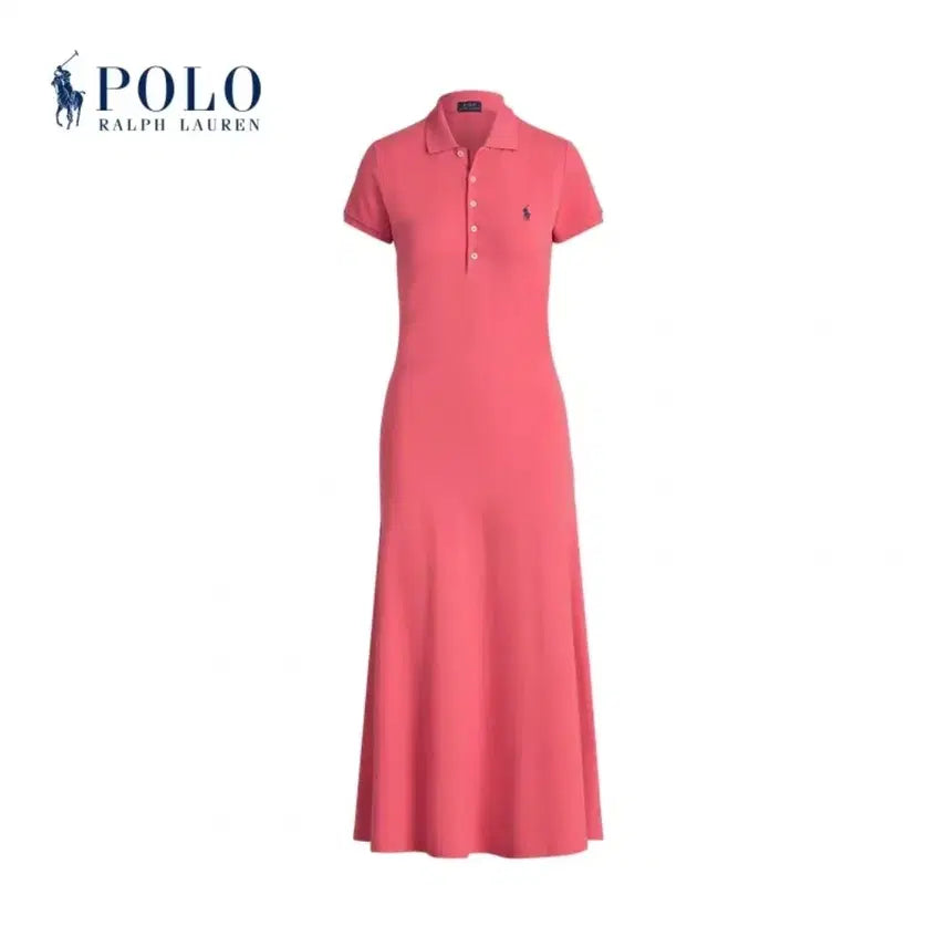 [BUNJANG] Polo Ralph Lauren Pink Mesh Collar Long Dress (M) / [정품]폴로 랄프로렌 메시 카라 롱원피스 (핑크/M)