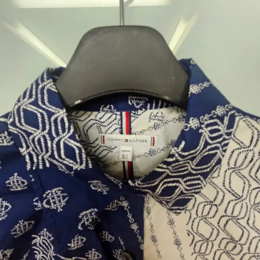 [BUNJANG] Tommy Hilfiger Pattern Shirt Navy/White (S) / 타미힐피거 패턴 셔츠 남방 네이비/화이트 (S)