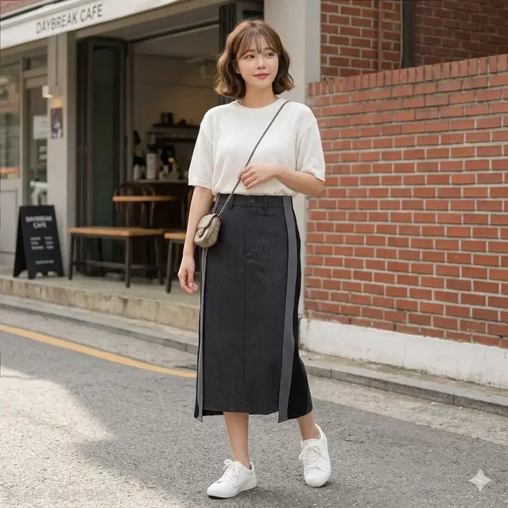 [BUNJANG] JNBY Unique Colorblock Wool Blend Knit Skirt / JNBY 유니크 믹스매치 배색 울 혼방 니트 스커트
