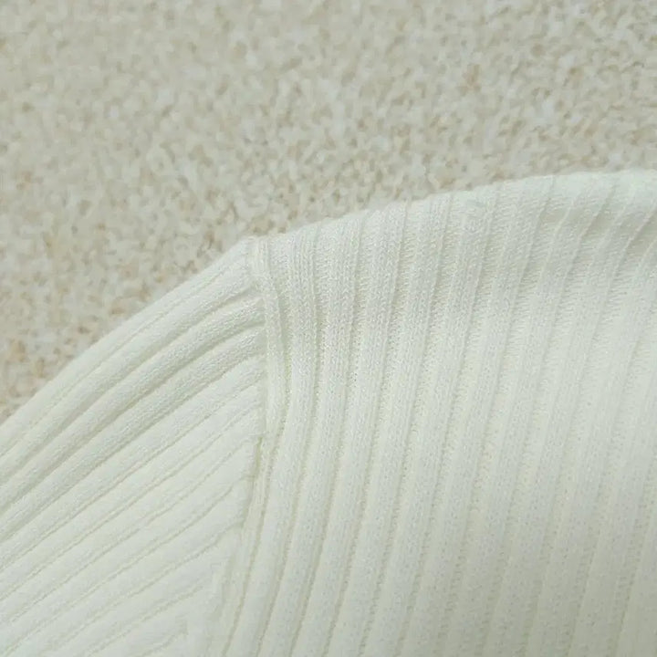 [BUNJANG] NAIN Ivory Slim-Fit Collar Knit Top / (F)NAIN 여성 카라 반팔 니트 슬림핏 아이보리 W3098