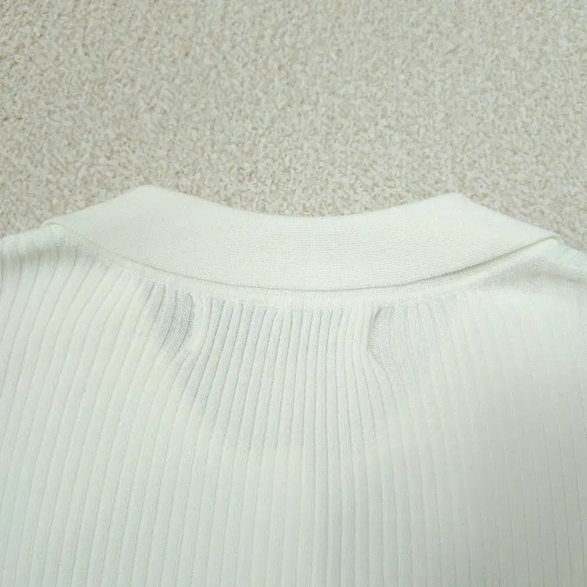 [BUNJANG] NAIN Ivory Slim-Fit Collar Knit Top / (F)NAIN 여성 카라 반팔 니트 슬림핏 아이보리 W3098