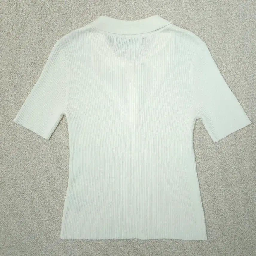 [BUNJANG] NAIN Ivory Slim-Fit Collar Knit Top / (F)NAIN 여성 카라 반팔 니트 슬림핏 아이보리 W3098