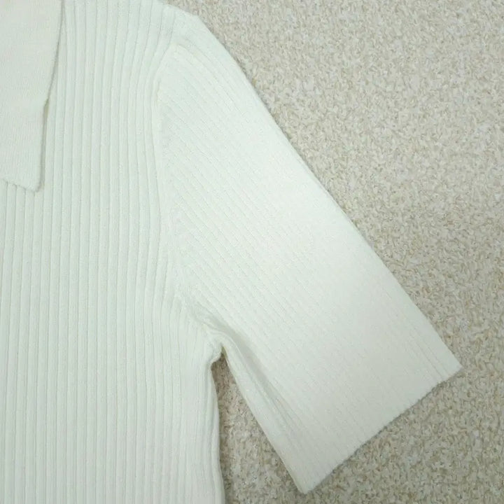 [BUNJANG] NAIN Ivory Slim-Fit Collar Knit Top / (F)NAIN 여성 카라 반팔 니트 슬림핏 아이보리 W3098