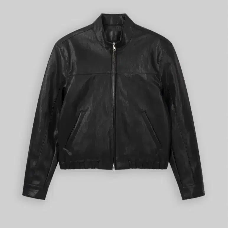 [SOLD OUT] BOWLOW 블랙 크롭 스탠드카라 레더 자켓 XL