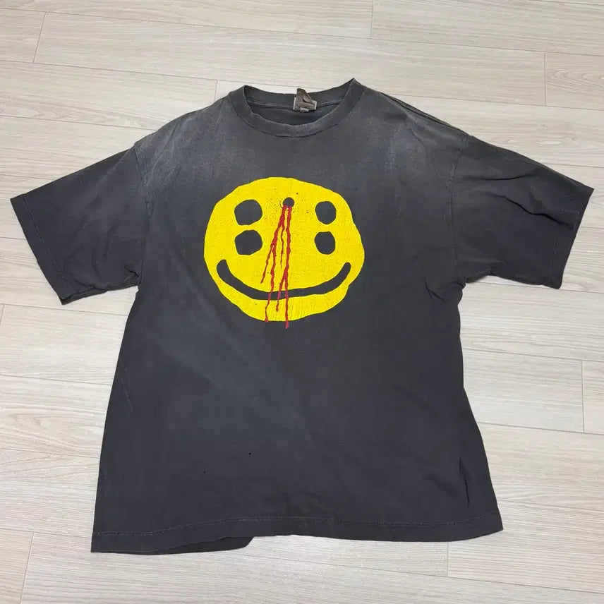 [BUNJANG] Saint Michael Cactus Plant Flea Market Smile Short Sleeve T-shirt Black / 세인트 마이클 x 캑터스 플랜트 플리 마켓 스마일 숏슬리브 티셔츠 블랙