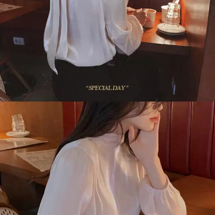 [BUNJANG] Slow and Moon Light Two-Way Blouse Grayish Blue / 슬로우앤드 문라이트 투웨이 블라우스 그레이시블루