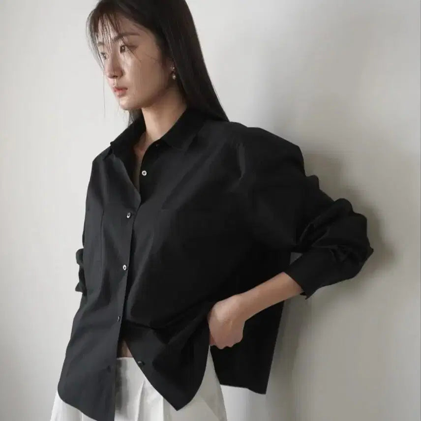 [BUNJANG] New York Nine Studio Blanc Shirts Short Black / (새상품) 뉴욕나인스튜디오 Blanc Shirts 블랑 셔츠 숏 블랙