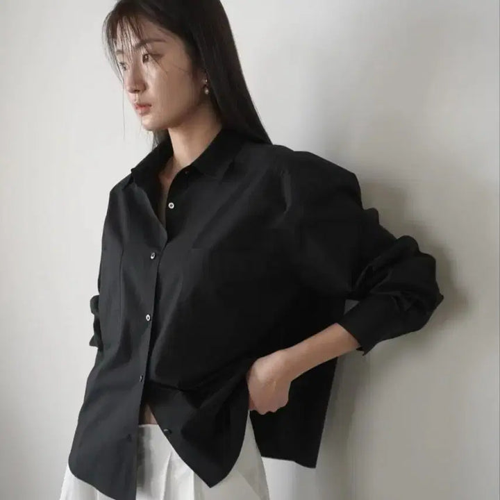 [BUNJANG] New York Nine Studio Blanc Shirts Short Black / (새상품) 뉴욕나인스튜디오 Blanc Shirts 블랑 셔츠 숏 블랙
