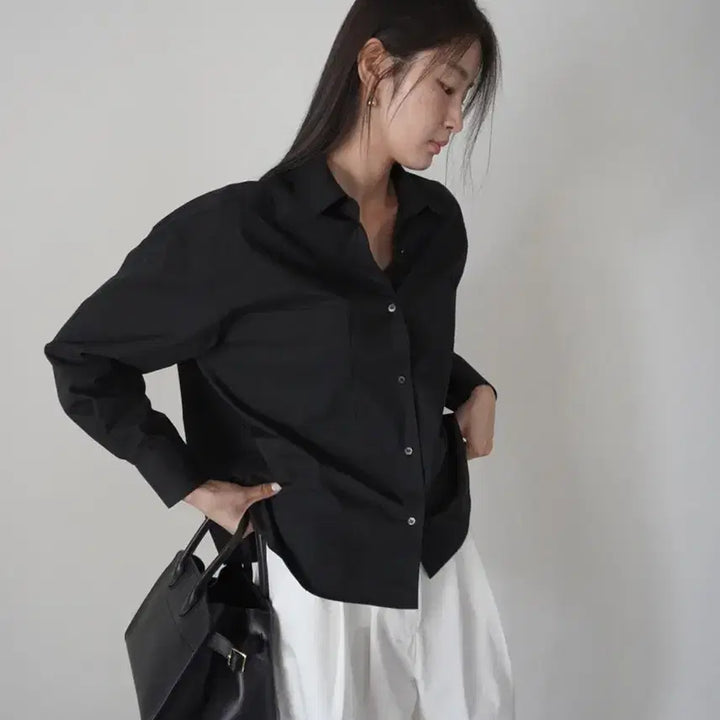 [BUNJANG] New York Nine Studio Blanc Shirts Short Black / (새상품) 뉴욕나인스튜디오 Blanc Shirts 블랑 셔츠 숏 블랙