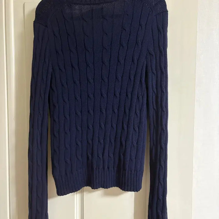 [BUNJANG] Polo Ralph Lauren Navy Cable Knit V-Neck Sweater / 폴로 랄프로렌 네이비 꽈배기 니트 브이넥