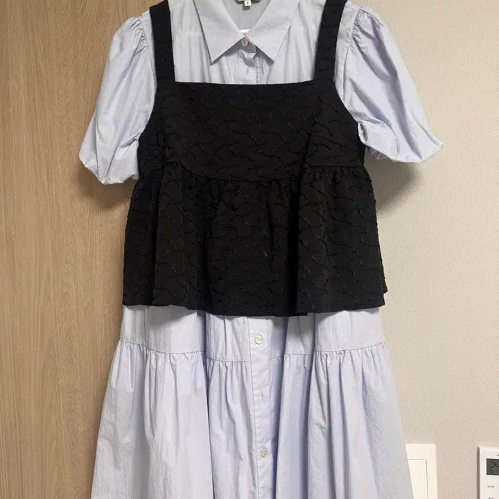 [BUNJANG] TAV Layered Dress Sky Blue / TAV 레이어드 원피스 하늘색 Free사이즈