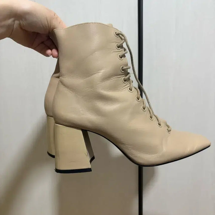 [BUNJANG] ZARA Lace-Up Ankle Boots Beige / 자라 레이스업 앵클 부츠 베이지