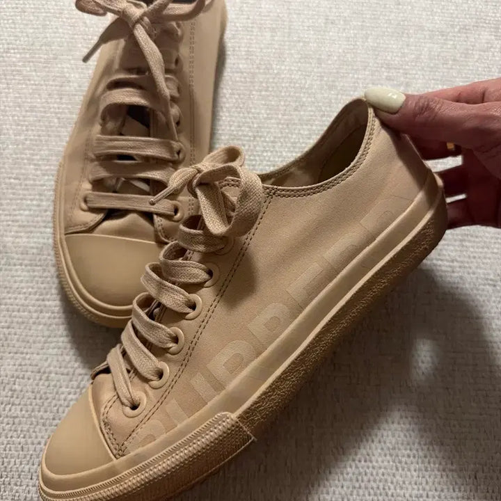 [BUNJANG] Burberry Logo Print Canvas Sneakers Beige (Size 36.5) / 버버리 / 로고프린트 컨버스 스니커즈베이지 / 36.5 사이즈 팝니다