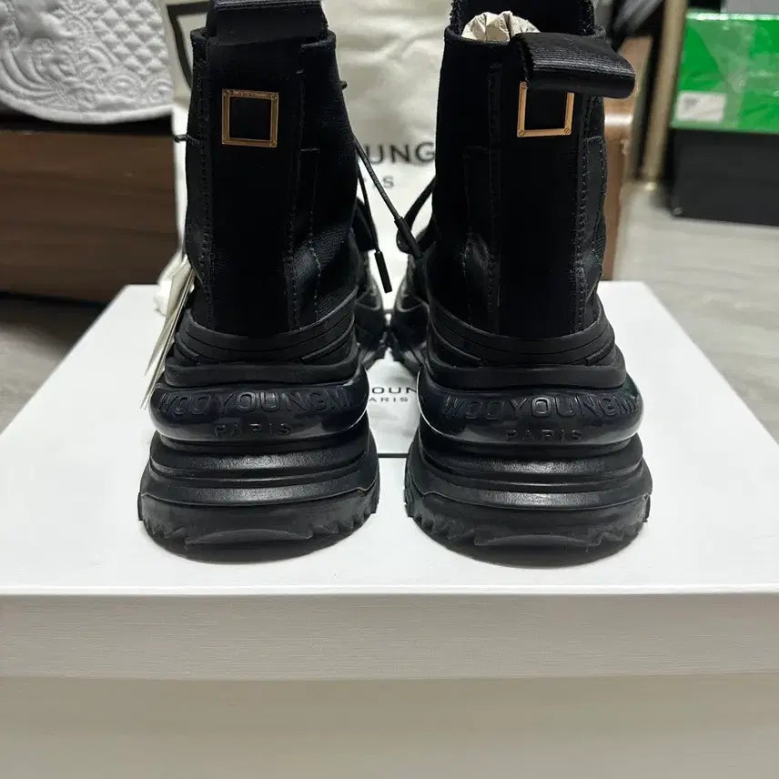[BUNJANG] Wooyoungmi Double Lace High-Top Sneakers / 우영미 더블레이스 하이탑 블랙