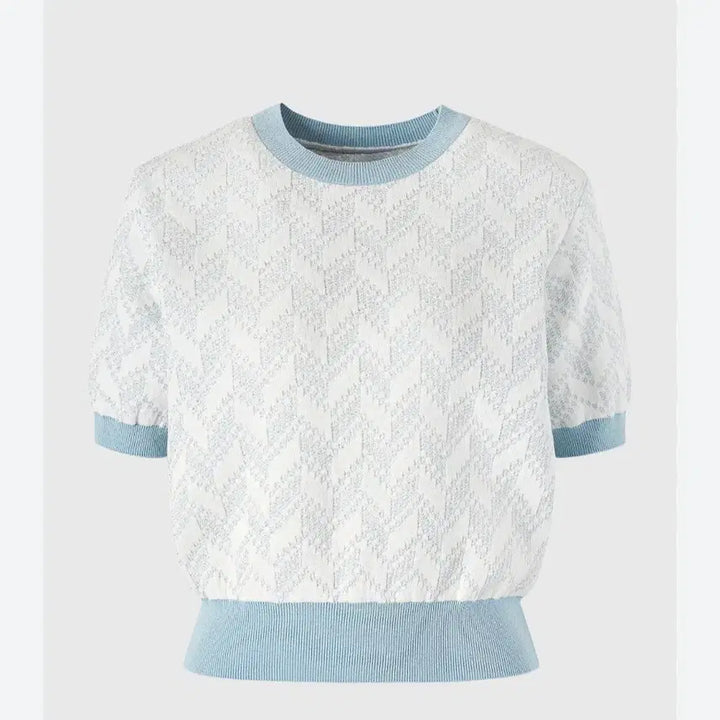 [BUNJANG] ORR Jacquard Knit Short Sleeve Top / (21년) ORR 오르  리프 자가드 니트 반팔 S