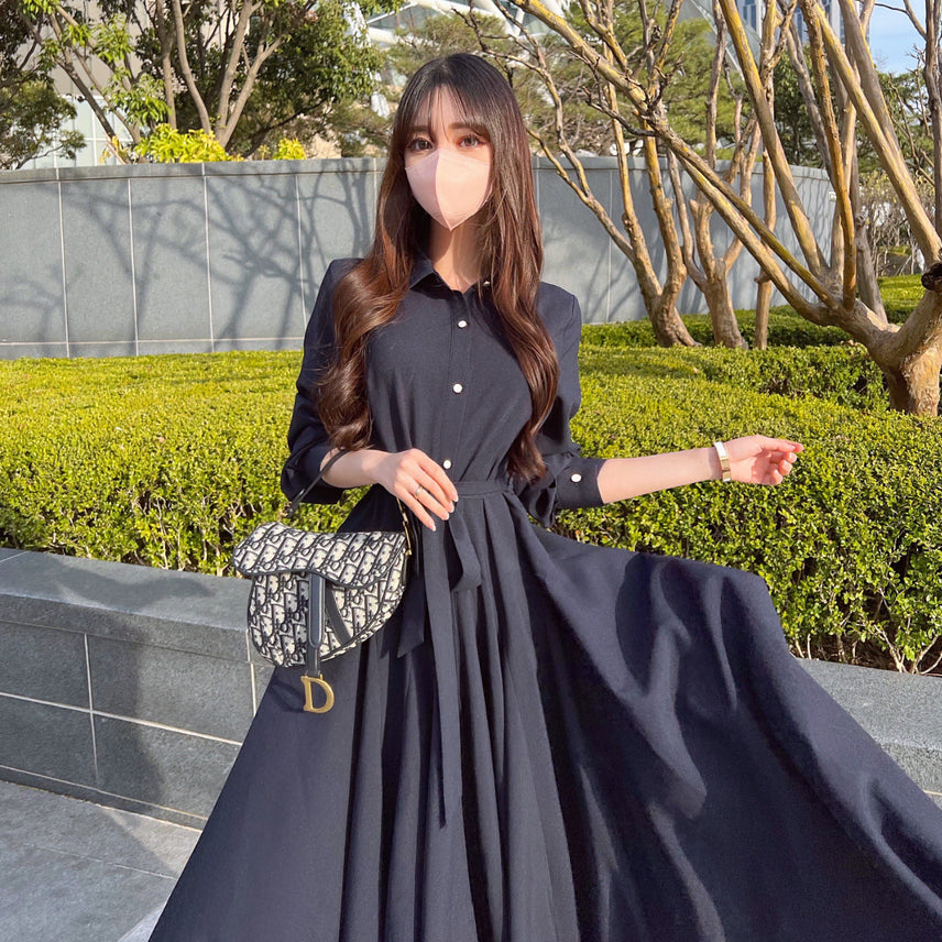[BUNJANG] Mayyun Long Shirt Dress - Deep Navy S / 메이윤 제작 롱 셔츠 원피스 