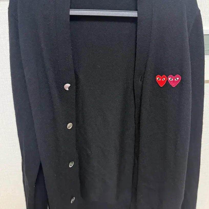 [SOLD OUT] COMME des GARCONS PLAY 더블 하트 블랙 가디건M