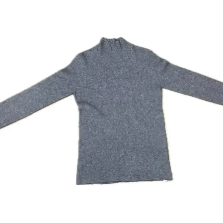 [BUNJANG] Gray Mock Neck Knit Long Sleeve T-Shirt / 회색 모크넥 니트 긴팔티