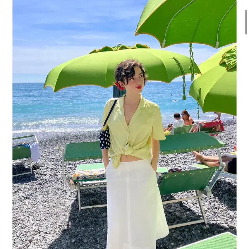 [BUNJANG] Lo61 Marta Linen Skirt - White / Lo61 마르타 린넨스커트S 택달린새상품
