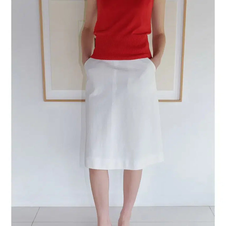 [BUNJANG] Lo61 Marta Linen Skirt - White / Lo61 마르타 린넨스커트S 택달린새상품