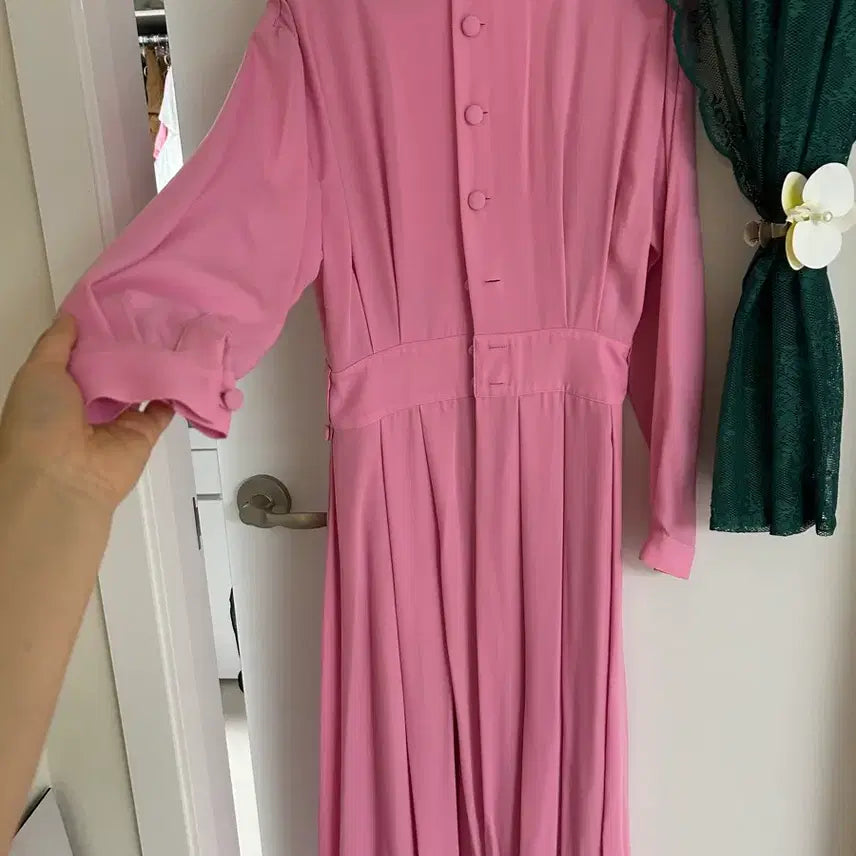 [BUNJANG] Overdue Flare Pink Long Dress / 오버듀플레어 핑크 롱 원피스