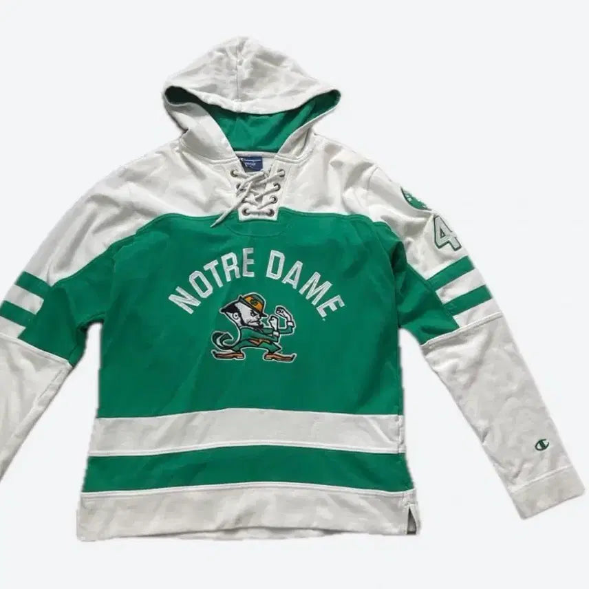 [BUNJANG] Champion Notre Dame Hoodie M Green White / 일본빈티지)챔피온 노틀담 후드티 M 그린 화이트