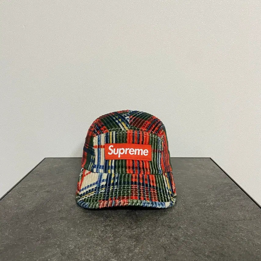 [BUNJANG] Supreme Box Logo Camp Cap Plaid Checkered Hat / (OS) 슈프림 박스로고 캠프캡 모자 코듀로이 플레이드 체크