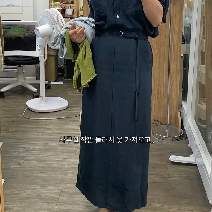 [SOLD OUT] 반팔 셔츠 벨트 롱원피스 셋업