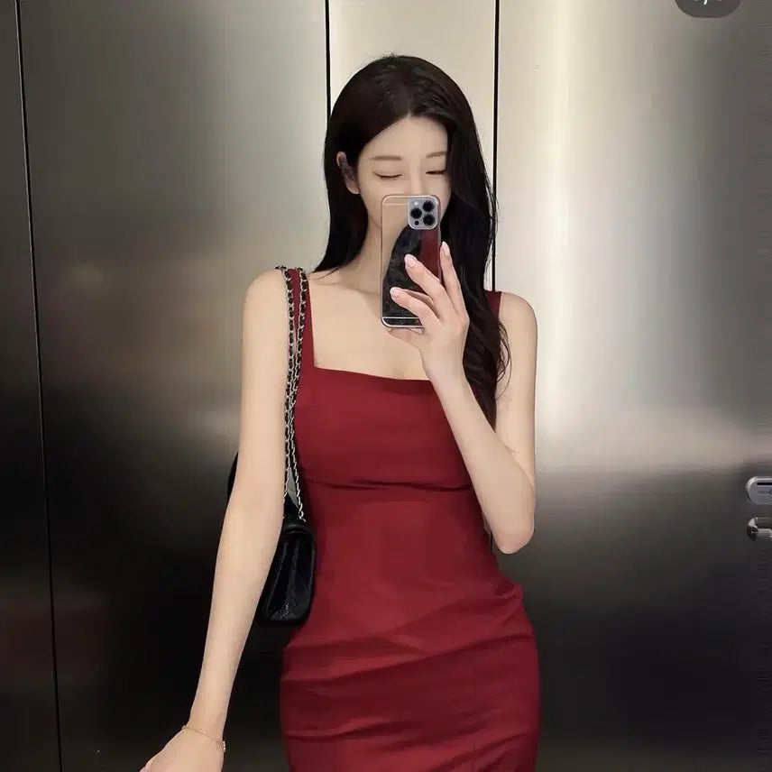 [BUNJANG] LoroaD Midi Dress Red / 로로아드 스판 미디 원피스 레드