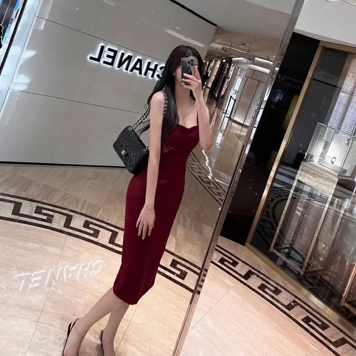 [BUNJANG] LoroaD Midi Dress Red / 로로아드 스판 미디 원피스 레드