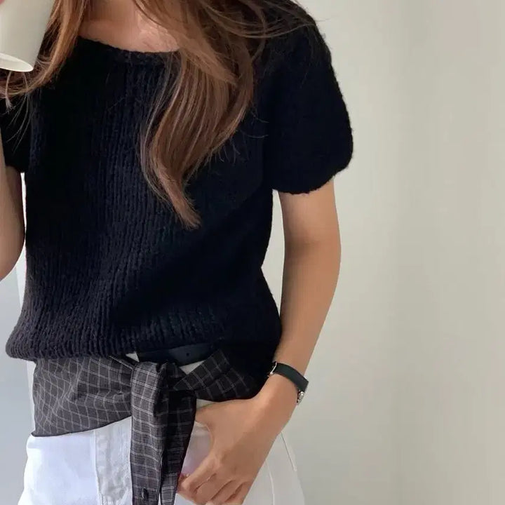 [BUNJANG] Verbein Oslo Short-Sleeve Knit Top / 버베인 오슬로 반팔니트