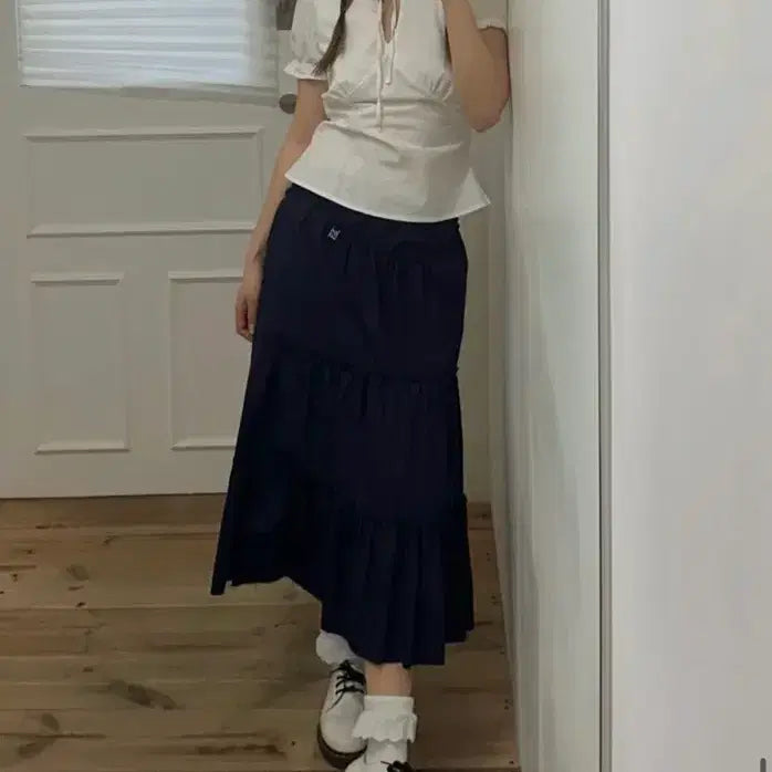 [BUNJANG] Glowny Rodeo Tiered Ruffle Skirt - Navy / 글로니 로데오 스커트 네이비 RODEO TIERED RUFFLE SKIR