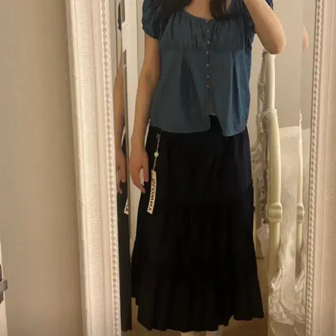 [BUNJANG] Glowny Rodeo Tiered Ruffle Skirt - Navy / 글로니 로데오 스커트 네이비 RODEO TIERED RUFFLE SKIR