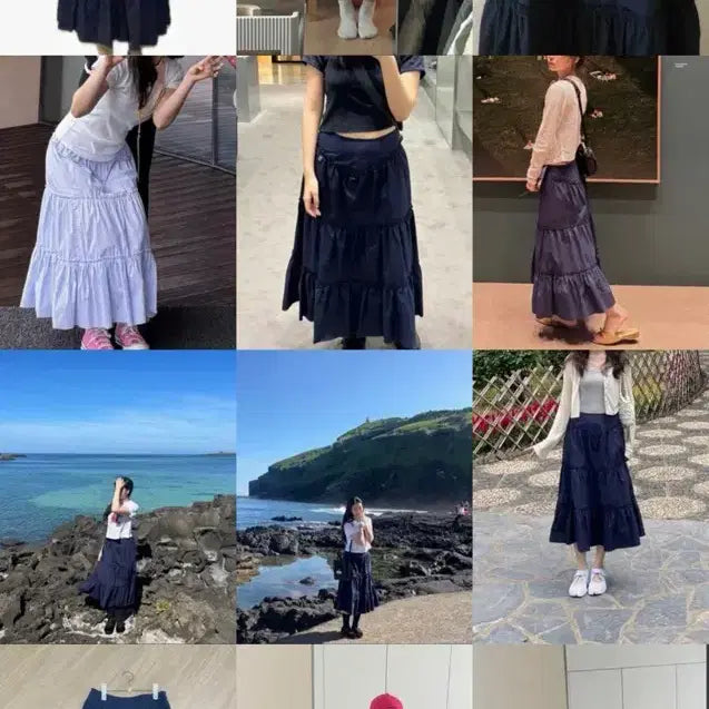 [BUNJANG] Glowny Rodeo Tiered Ruffle Skirt - Navy / 글로니 로데오 스커트 네이비 RODEO TIERED RUFFLE SKIR