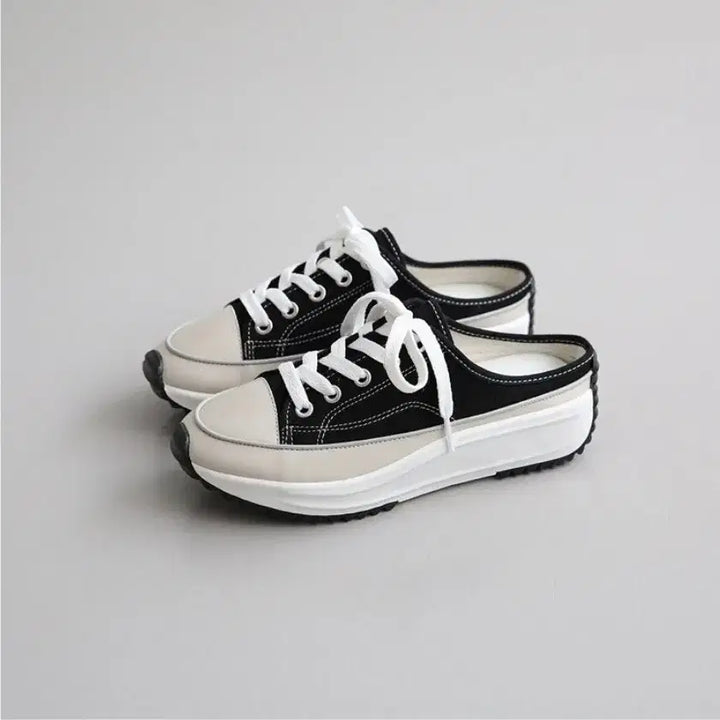 [BUNJANG] Black Canvas Mule Sneakers / 블랙 캔버스 뮬 스니커즈 운동화