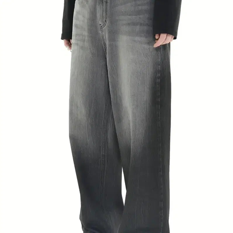 [BUNJANG] The Identity Project Gradient Wide Denim Black L / 더아이덴티티프로젝트/그라데이션 와이드 데님 블랙/L