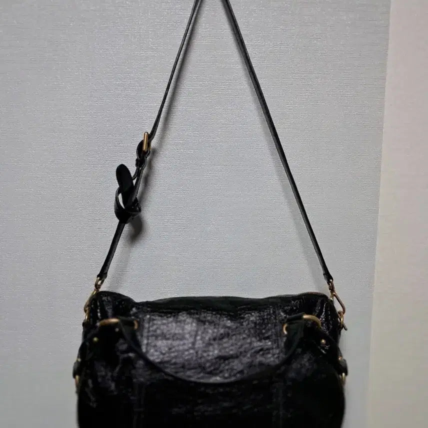 [BUNJANG] Michael Kors Enamel Chain Shoulder Bag / 마이클코어스 가방 블랙 에나멜 체인 숄더백 크로스백